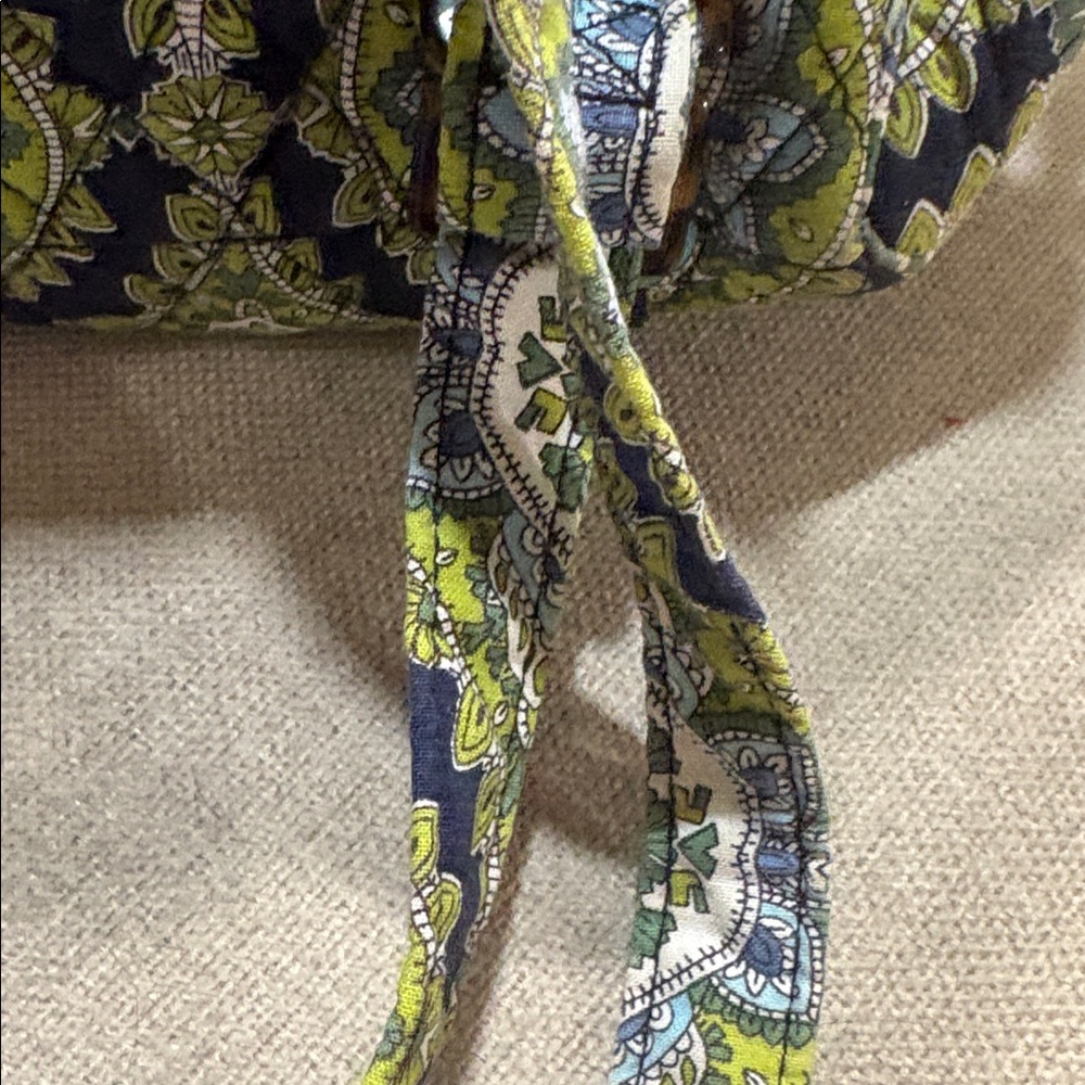 Vera Bradley Quilted Mini Backpack Purse Green Navy Blue - Picture 9 of 11